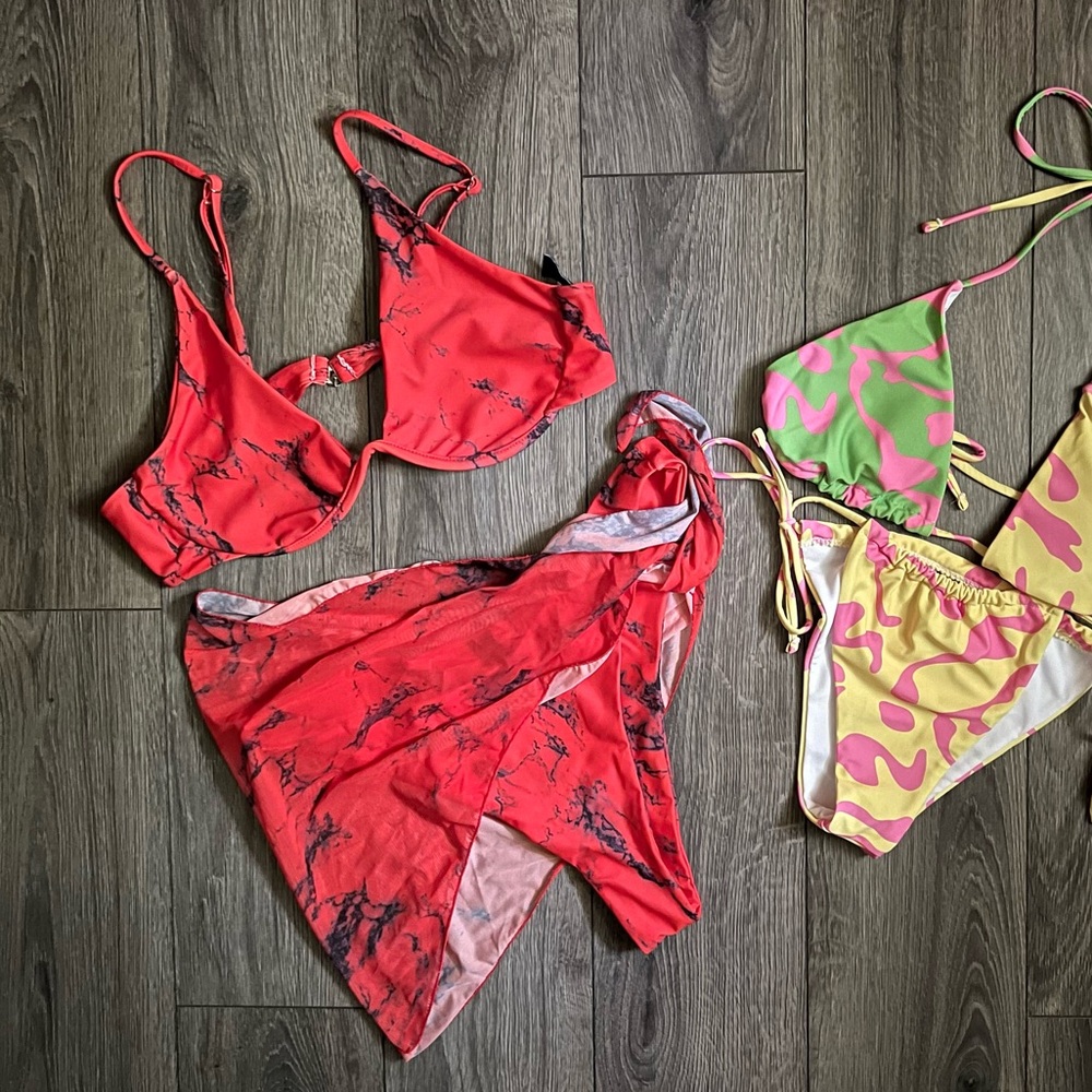 CIDER bikini set 3 pcs | size M/L red underwire multicolor 👙
